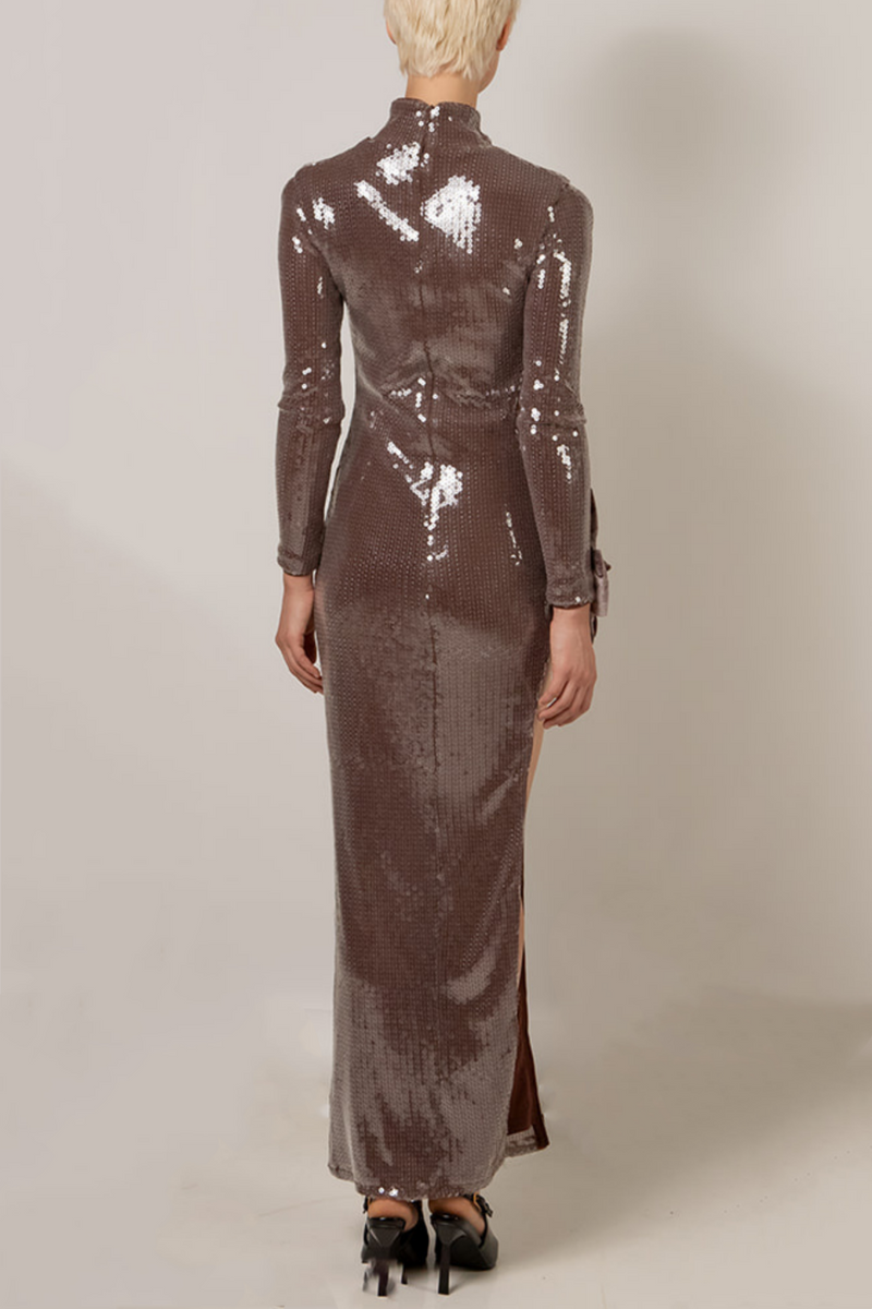Calla Sequin Cutout Slit Maxi Dress