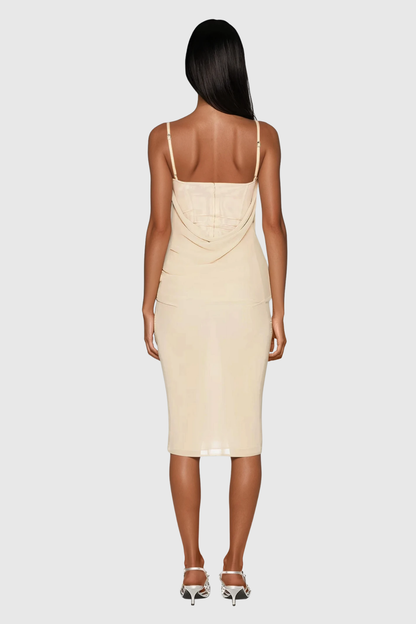 Callista Spaghetti Rhinestone Midi Dress