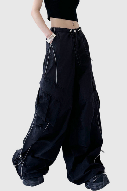 Calogero Ruch Drawstring Pants in Black