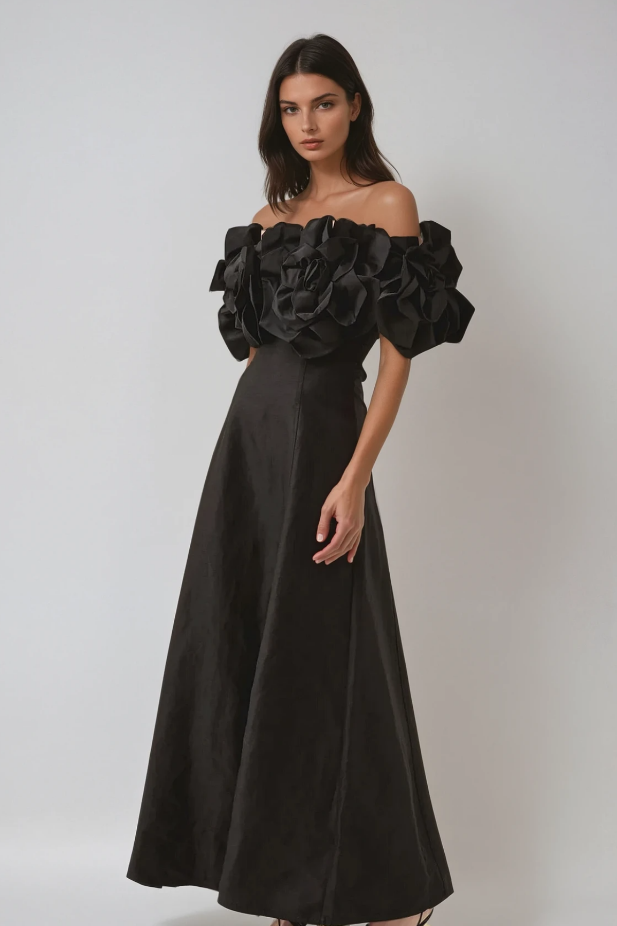 Calypso Flower Maxi Dress in Black