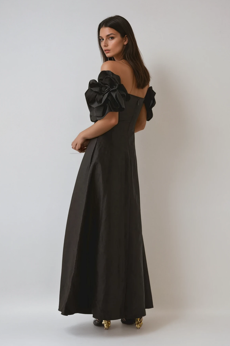 Calypso Flower Maxi Dress in Black