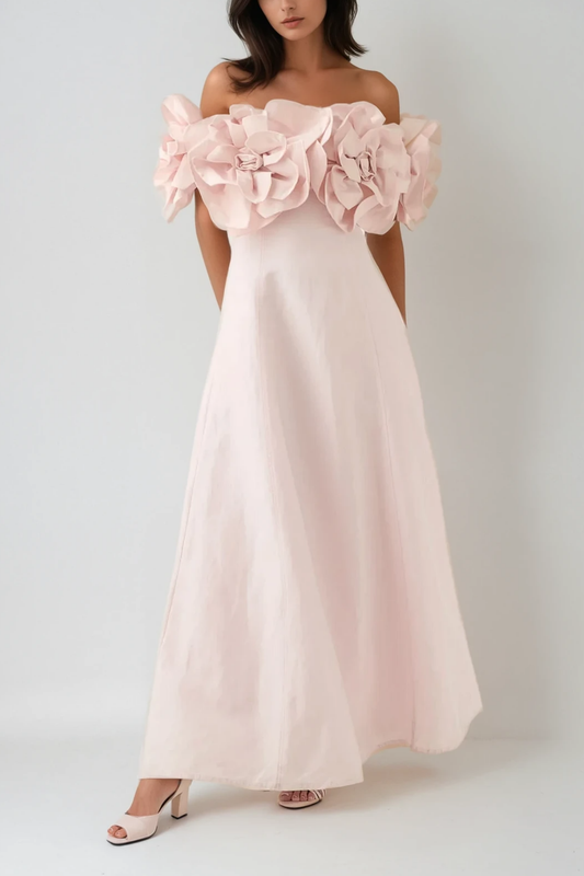 Calypso Flower Maxi Dress in Pink