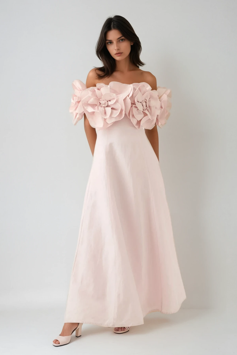 Calypso Flower Maxi Dress in Pink