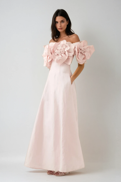 Calypso Flower Maxi Dress in Pink