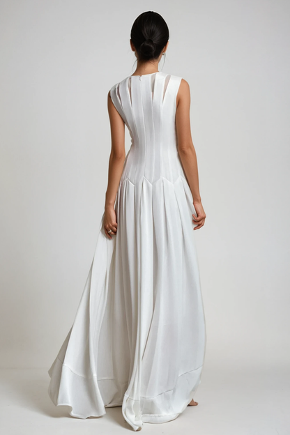Cambria Ruch Ruffle Sleeveless Maxi Dress