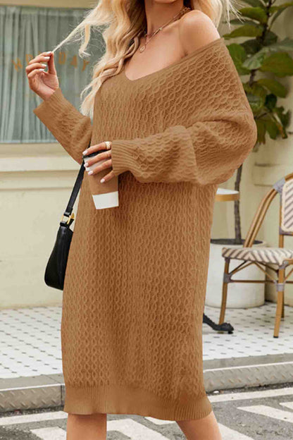 Color Long Knitted Sweater Dress