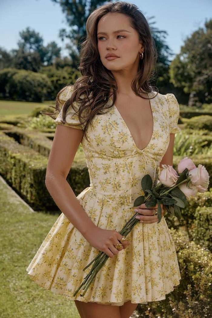 Camellia Puff Sleeve Mini Dress