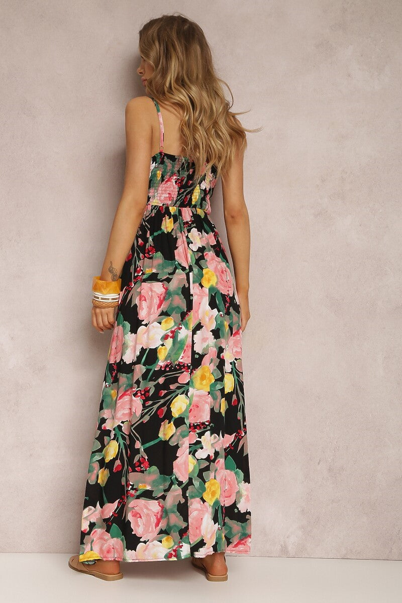 V-neck Sleeveless Backless Maxi Dress Black