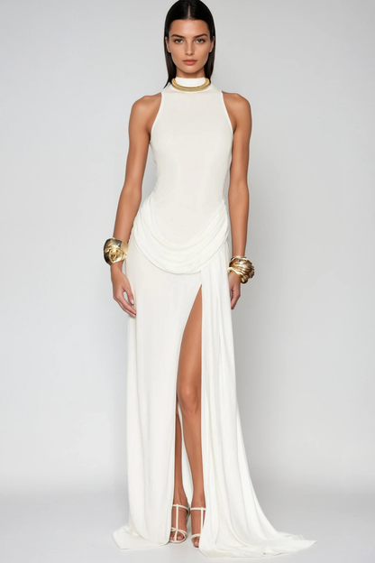Canaan Ruch Sleeveless Split Maxi Dress in White
