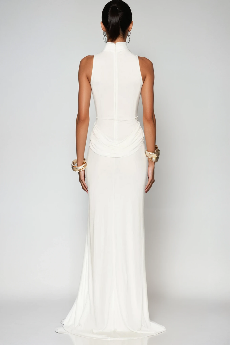 Canaan Ruch Sleeveless Split Maxi Dress in White