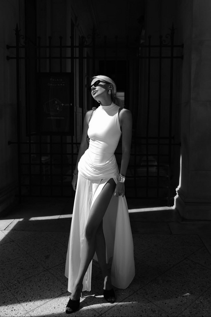 Canaan Ruch Sleeveless Split Maxi Dress in White