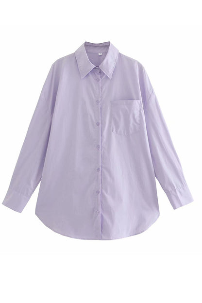 Candy Color Mid-length Cotton Blouse