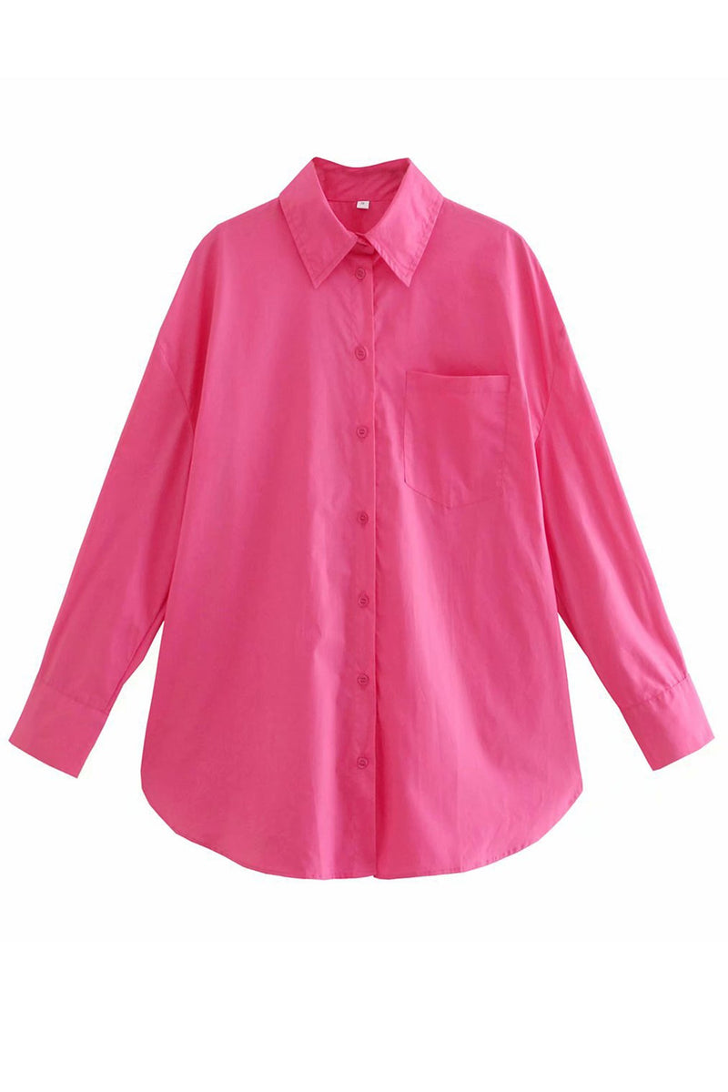 Candy Color Mid-length Cotton Blouse