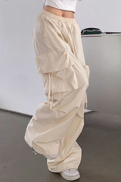 Hip-hop Pockets Wide-leg Pants