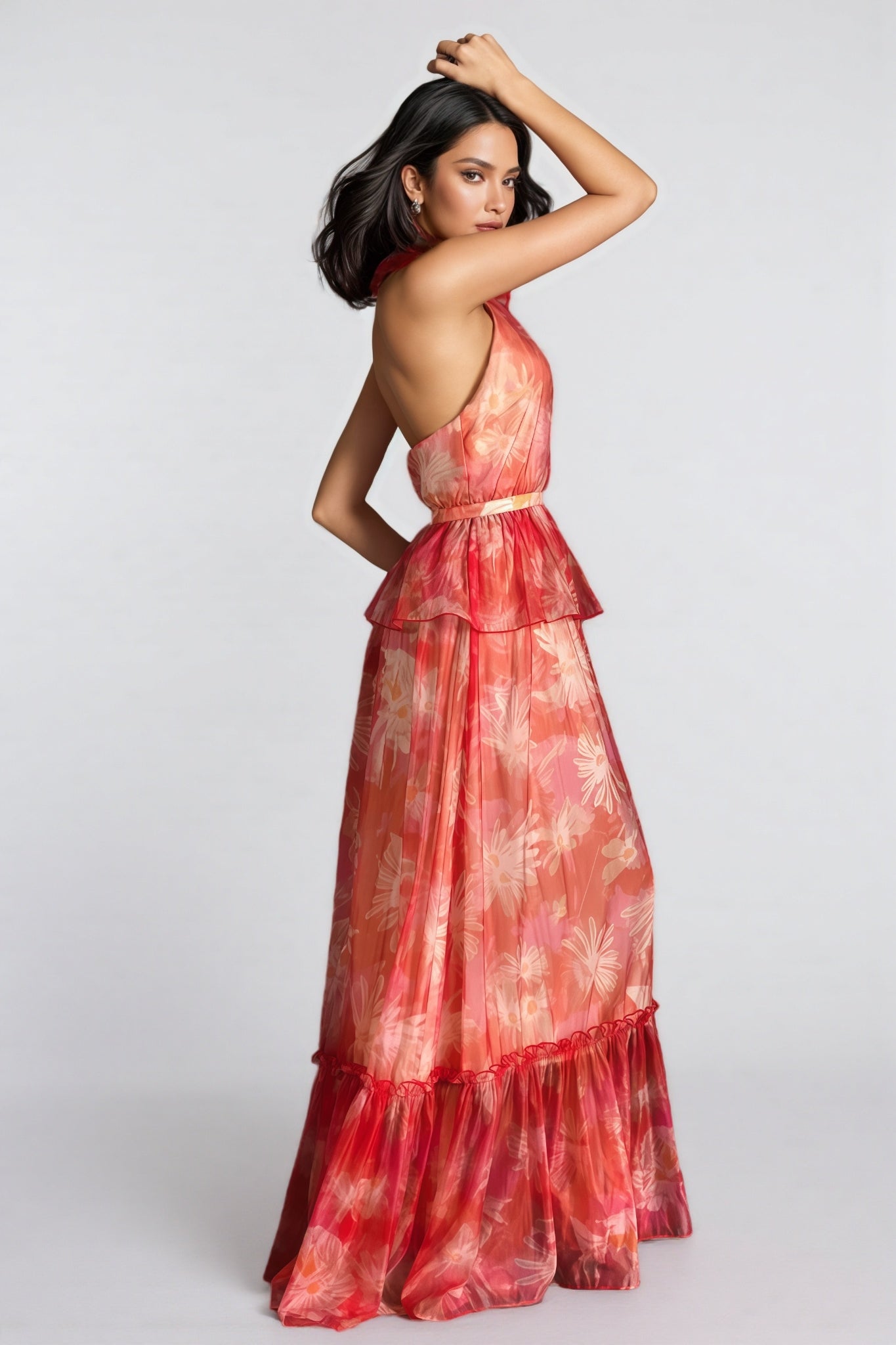 Pia V-neck Ruffle Maxi Dress
