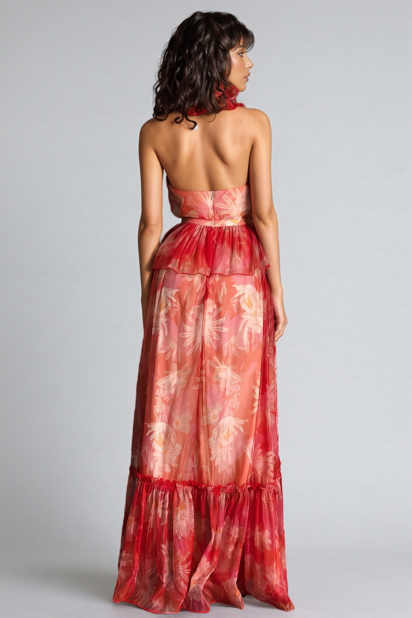 Pia V-neck Ruffle Maxi Dress