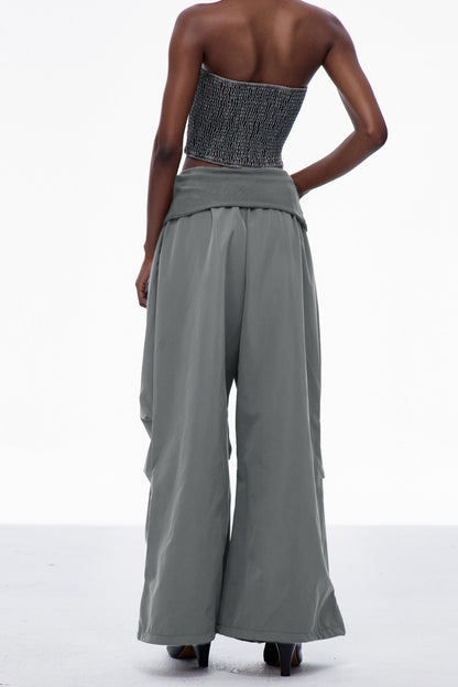 Carissa Lapel Wide Pants in Grey