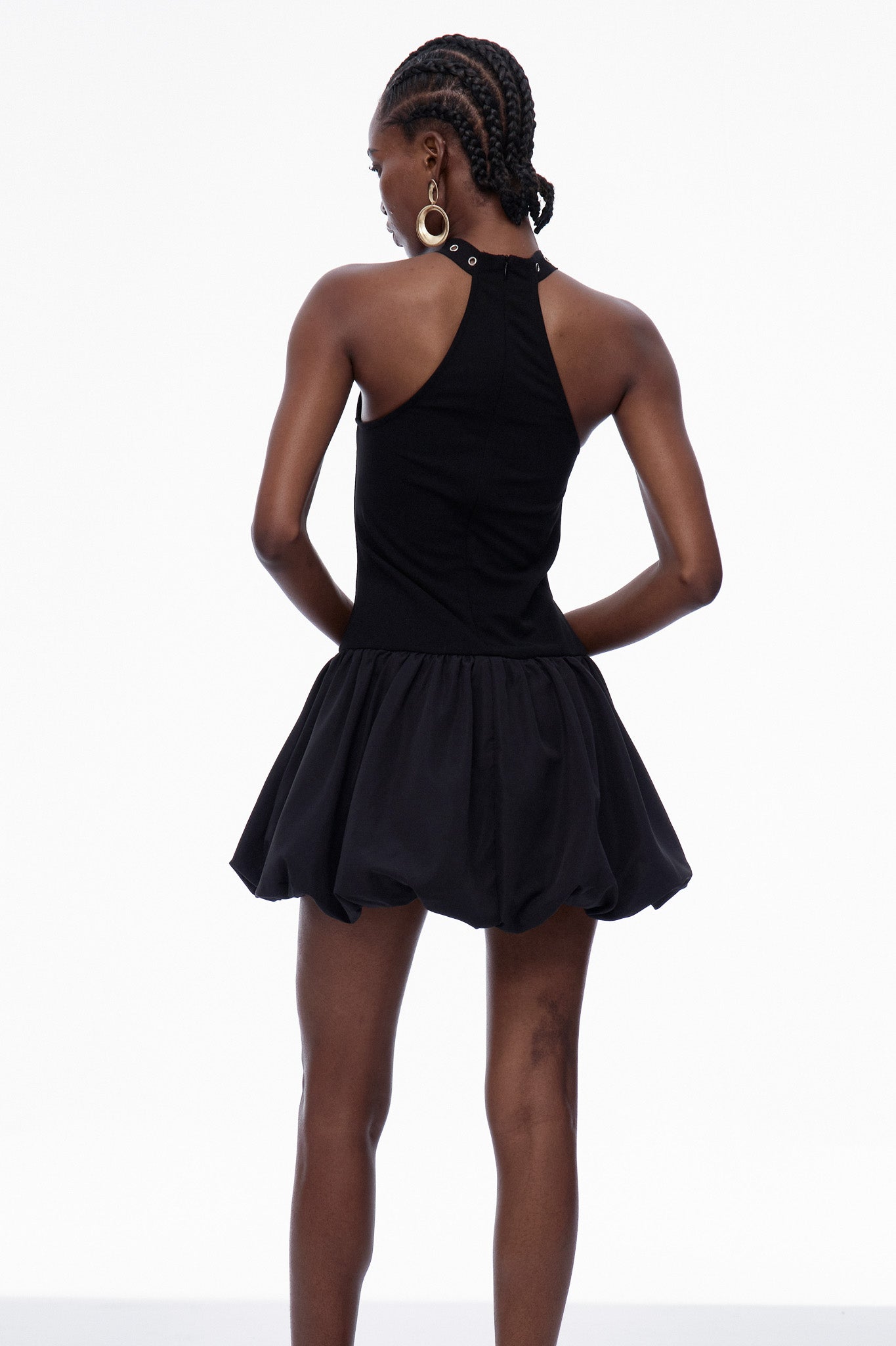 Carlisle Lace Up Puffy Mini Dress