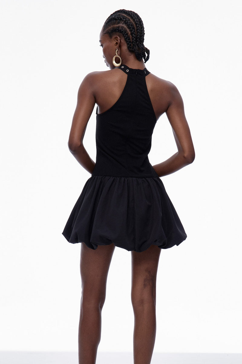 Carlisle Lace Up Puffy Mini Dress