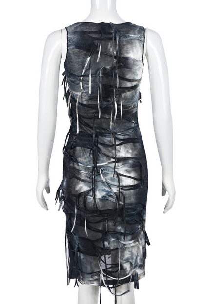 Carrie Tie Dye Fringe Zipper Midi Dress