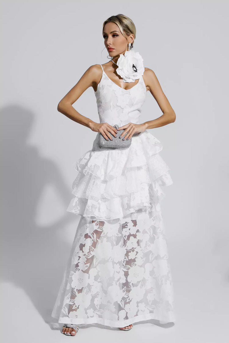 Cassandra White Cut Out Maxi Dress