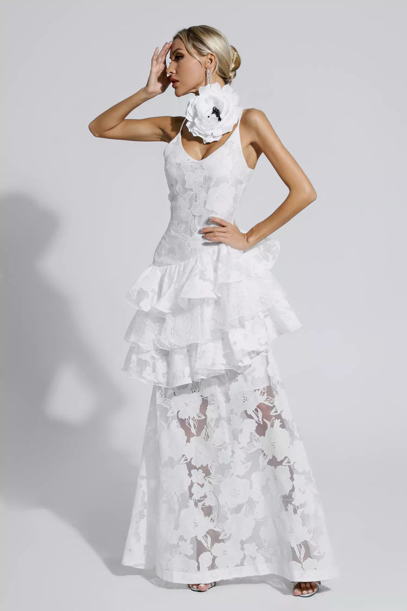 Cassandra White Cut Out Maxi Dress