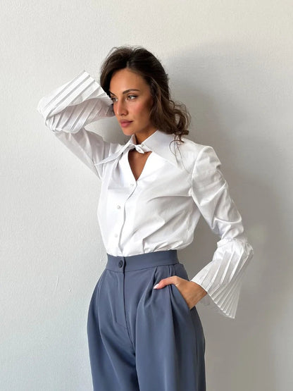 Single Breasted Ruffles Full Sleeve Blouse