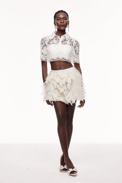 Cearbhall Embroidered Ruffle Mini Skirt