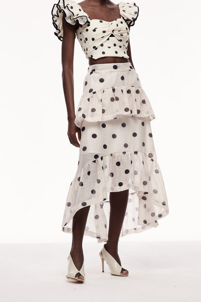 Celandine Dot Ruffle Maxi Skirt