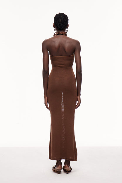 Cenric Cutout Halter Neck Knit Maxi Dress