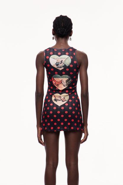 Ceolmund Dot Heart Sleeveless Mini Dress