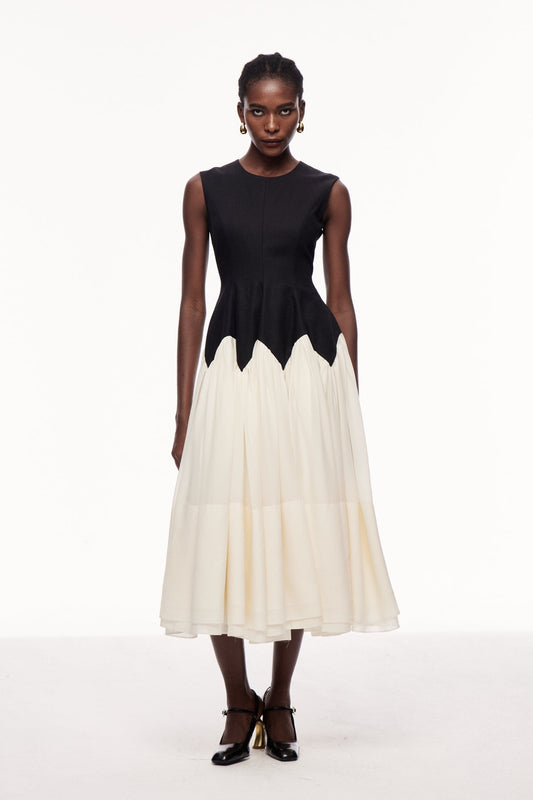 Ceres Ruffle Sleeveless Midi Dress