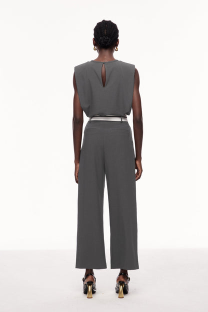 Cerise Lapel Deconstruct Pants