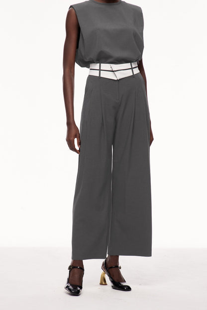 Cerise Lapel Deconstruct Pants