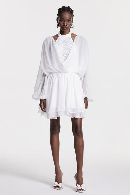 Cerys Embroidered Cowl Neck Mini Dress