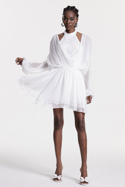 Cerys Embroidered Cowl Neck Mini Dress