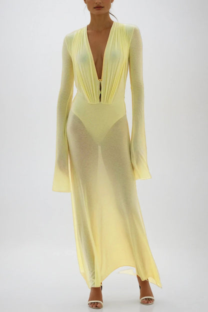 Cerys Plunge Ruch Maxi Dress