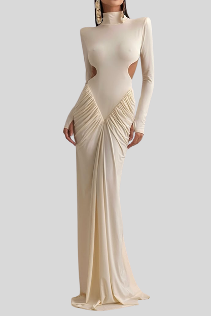 Cesarina Cutout Ruch Long Sleeve Maxi Dress