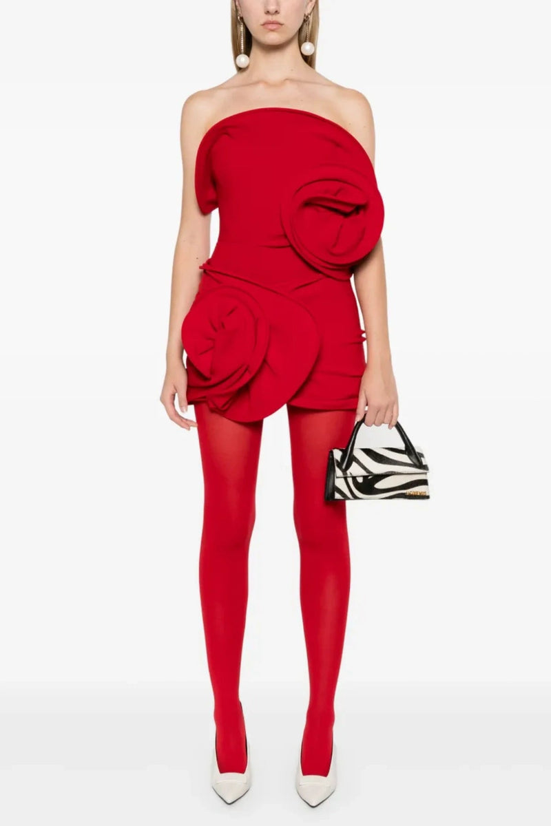 Ceyla Appliqué Skirt - Red