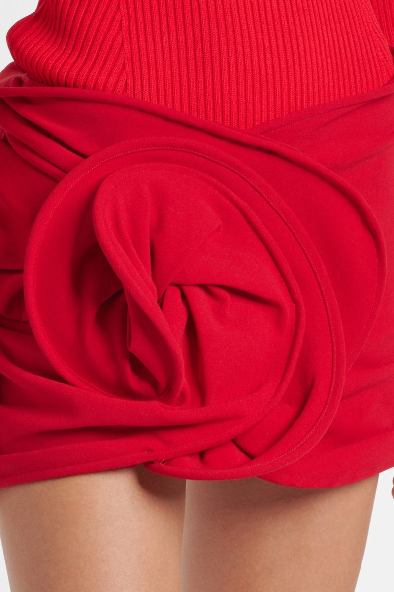 Ceyla Appliqué Skirt - Red