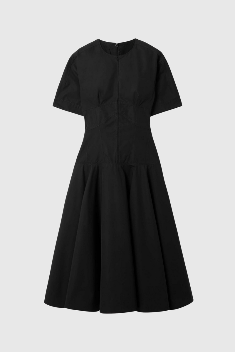 Chalice Deconstruct Ruffle Midi Dress in Black