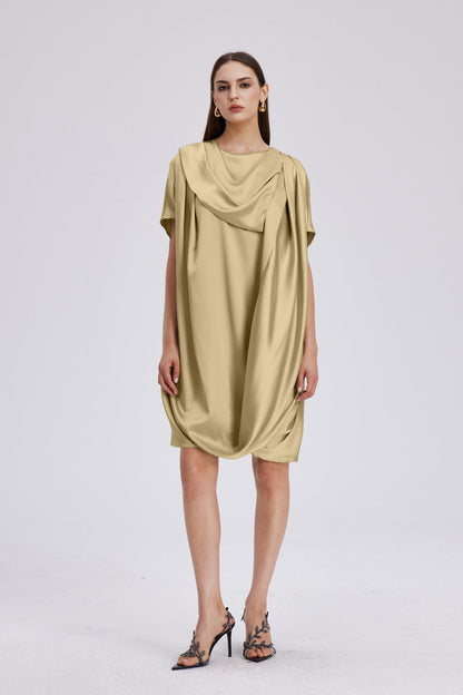 Charly Cowl Neck Ruch Mini Dress