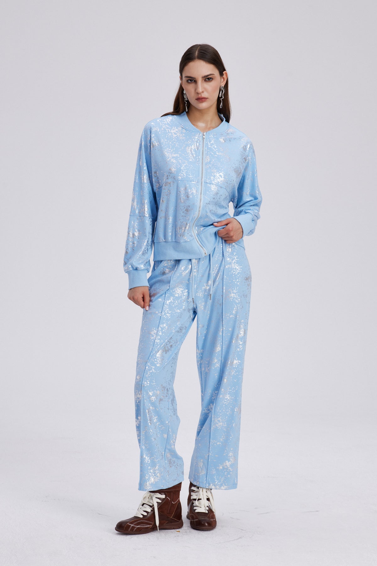 Chavaqquq Metallic Print Pants Set