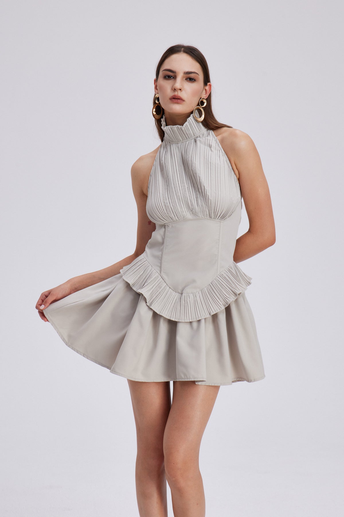 Chaya Ruch Halter Neck Ruffle Mini Dress
