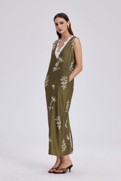Chelo Lace V Neck Maxi Dress