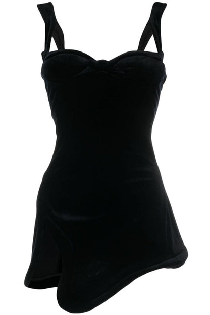 Chelsea Sweetheart-neck Asymmetric Mini Dress