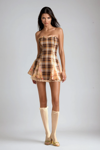 Chinyelu Strapless Grid Mini Dress