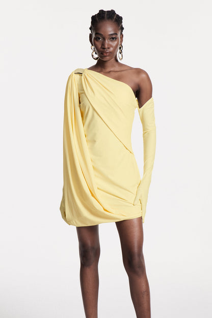 Chlodechilda Shawl Asymmetric Mini Dress