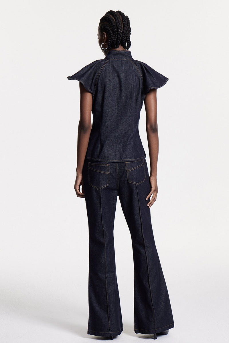 Chrestos Ruffle Denim Pants Set