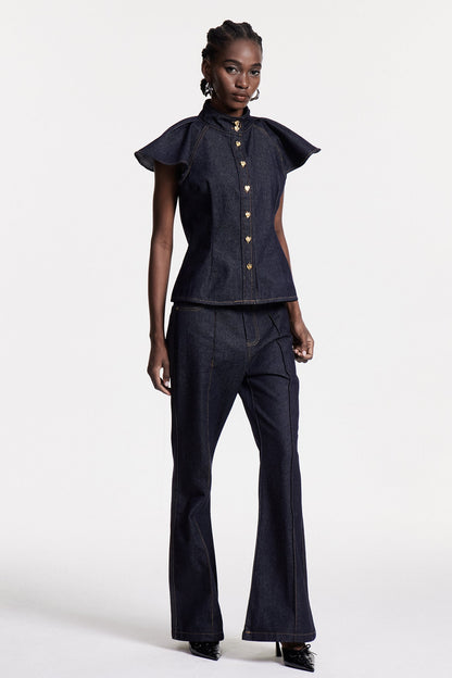 Chrestos Ruffle Denim Pants Set